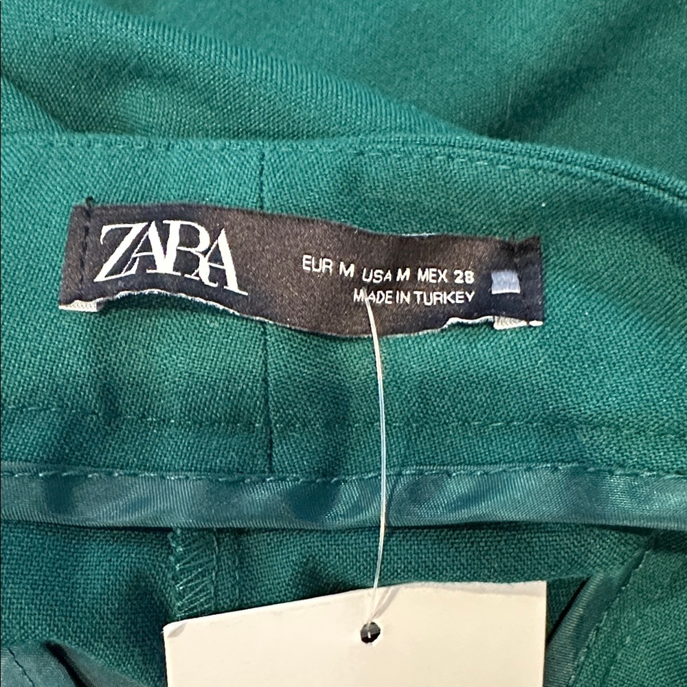 Zara High-Waisted Wide Leg Straight Pants in Forest Green - Size M - Picture 5 of 6